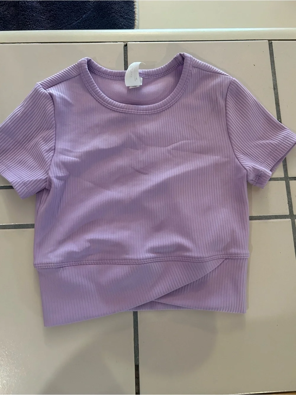 Yogalicious Lilac Ribbed Short Sleeve Crop Tee